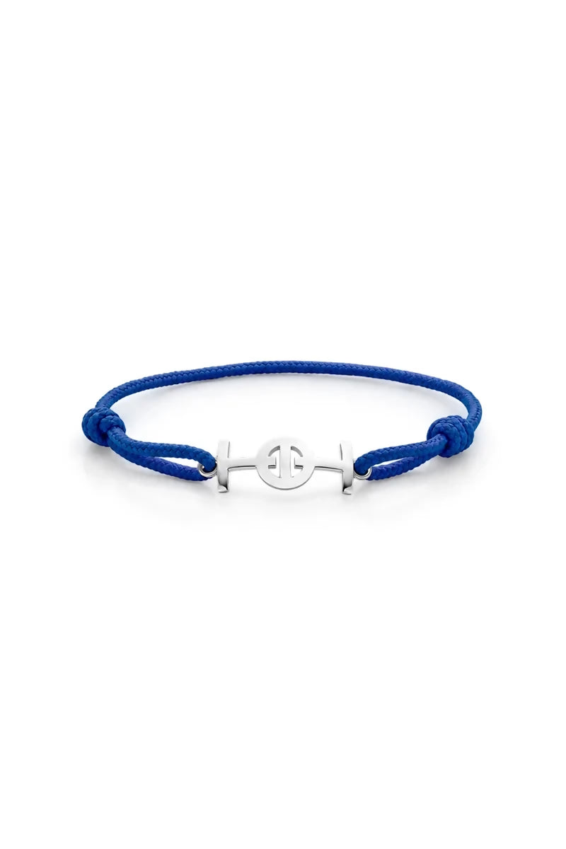 Challenge Cord Bracelet in Silver - Navy Blue