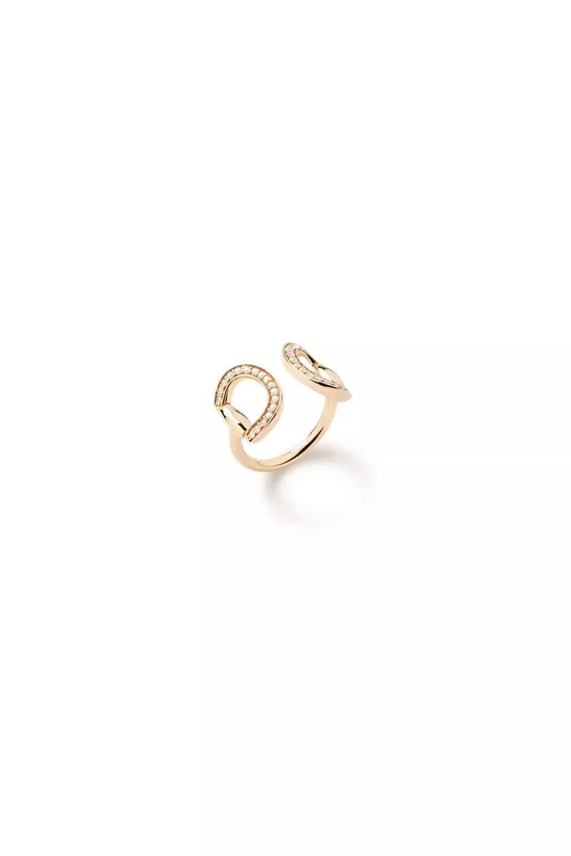 Connection Ring in 18K Gold with White Diamonds - Yellow Gold