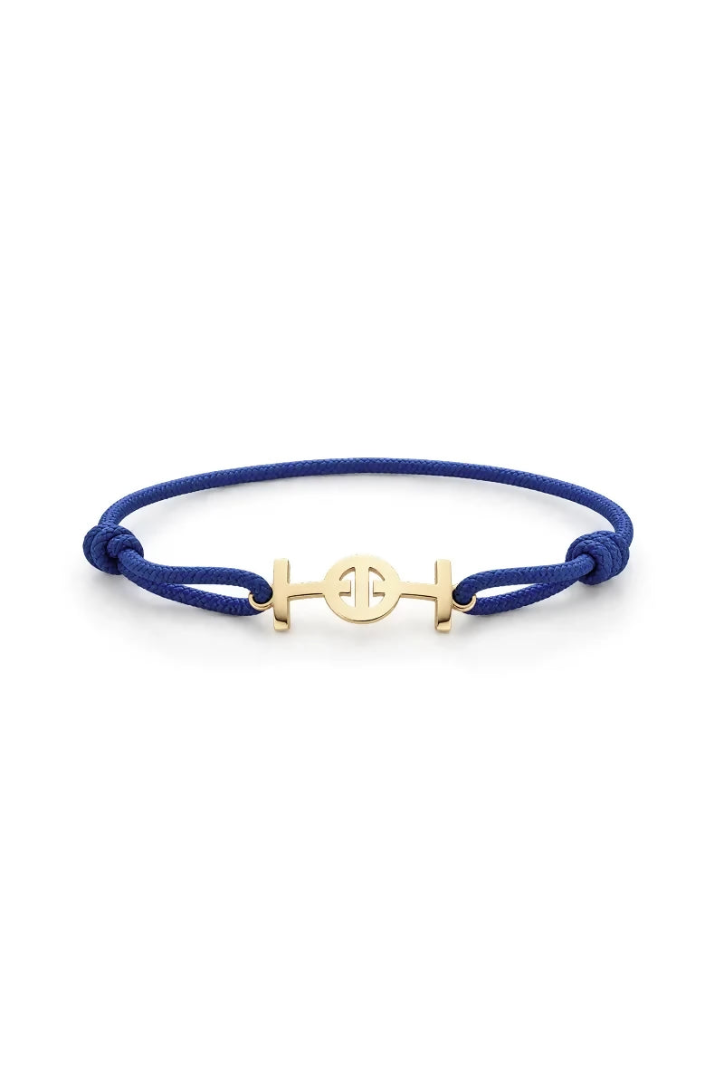 Challenge Cord Bracelet in 9K Yellow Gold - Navy Blue