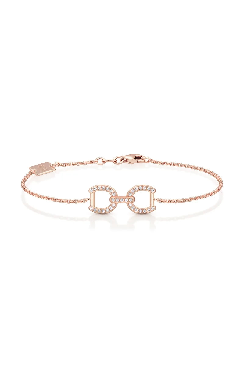 Connection Bracelet in 9K Gold with White Diamonds - Pink Gold