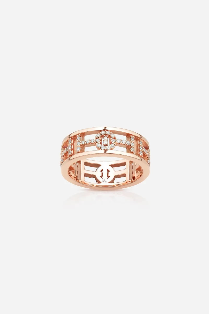 Challenge Ring in 18K Gold with White Diamonds - Pink Gold