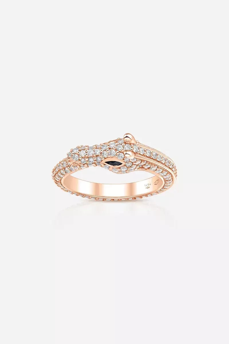 Celebration Horse Head Ring in 18K Gold with White Diamonds - Pink Gold