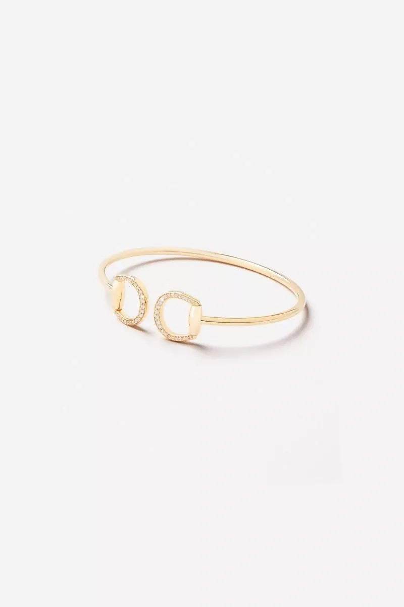 Connection Bangle in 18K Gold with White Diamonds - Yellow Gold