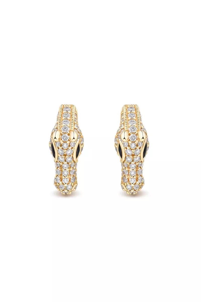 Celebration Horse Head Earrings in 18K Gold with White Diamonds - Yellow Gold