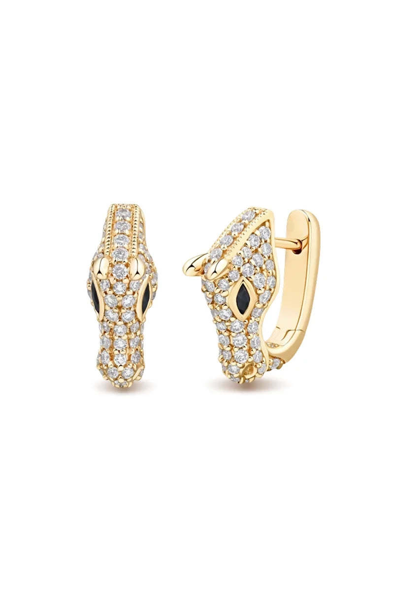 Celebration Horse Head Earrings in 18K Gold with White Diamonds - Yellow Gold