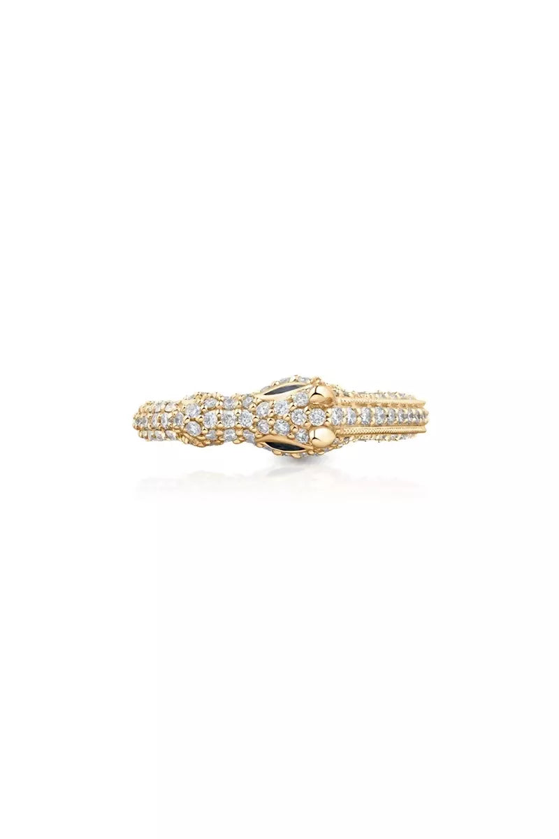 Celebration Horse Head Ring in 18K Gold with White Diamonds - Yellow Gold