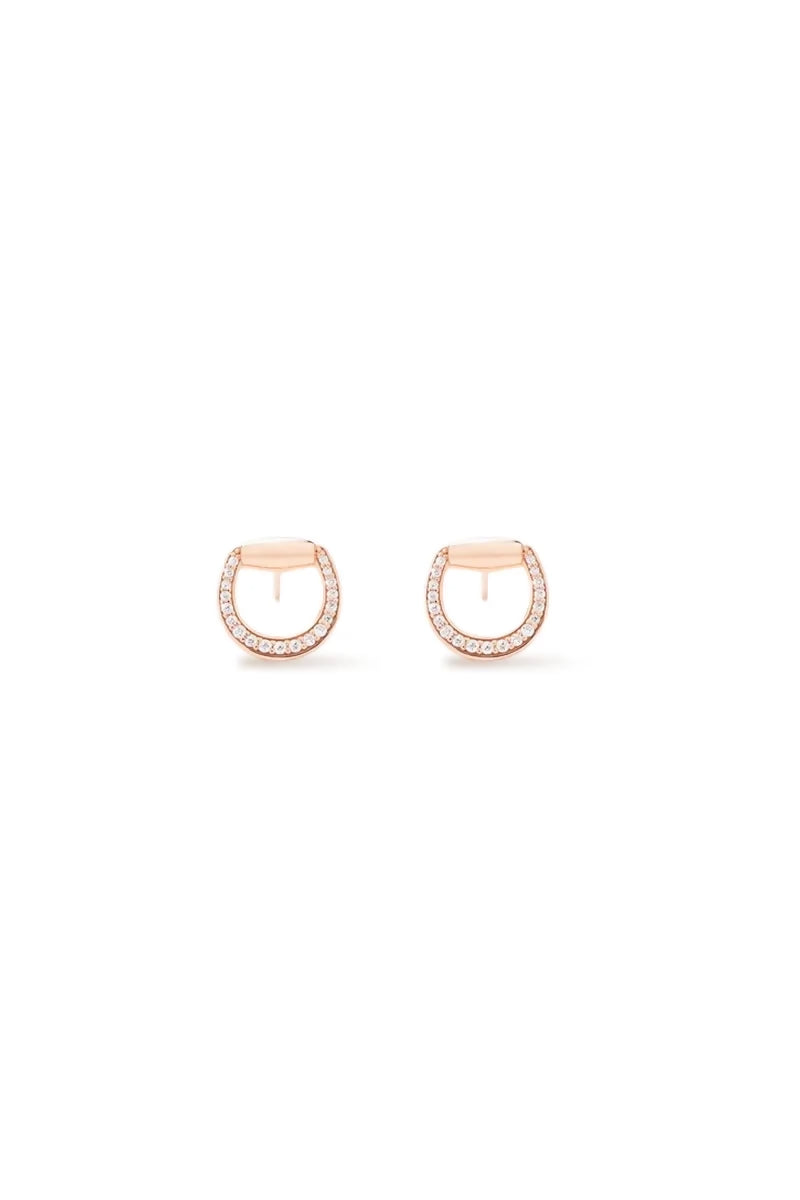 Connection Earrings in 18K Gold with White Diamonds - Pink Gold