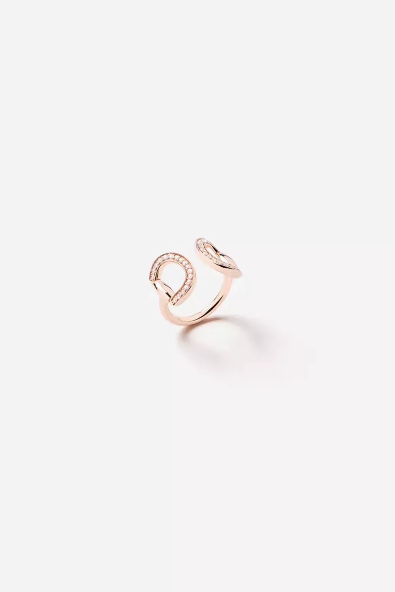 Connection Ring in 18K Gold with White Diamonds - Pink Gold