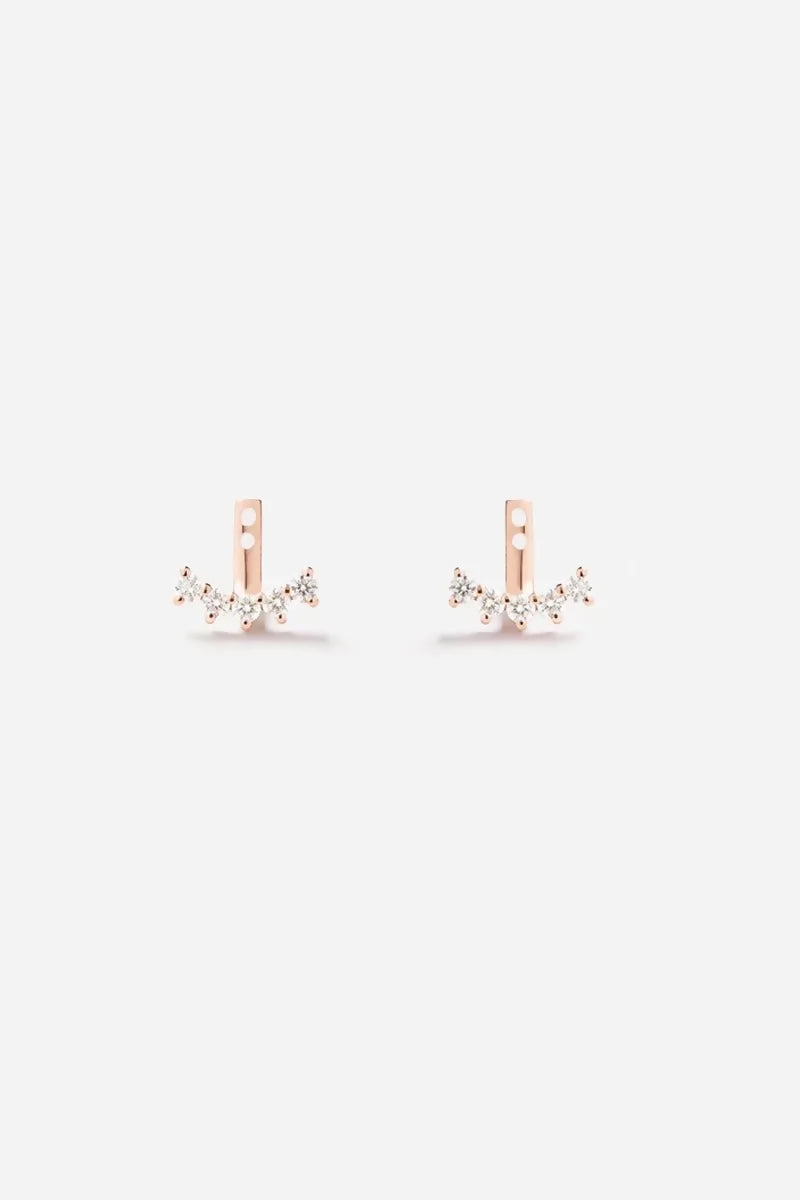 Cuddle Ear Jackets in 18K Gold with White Diamonds - Pink Gold