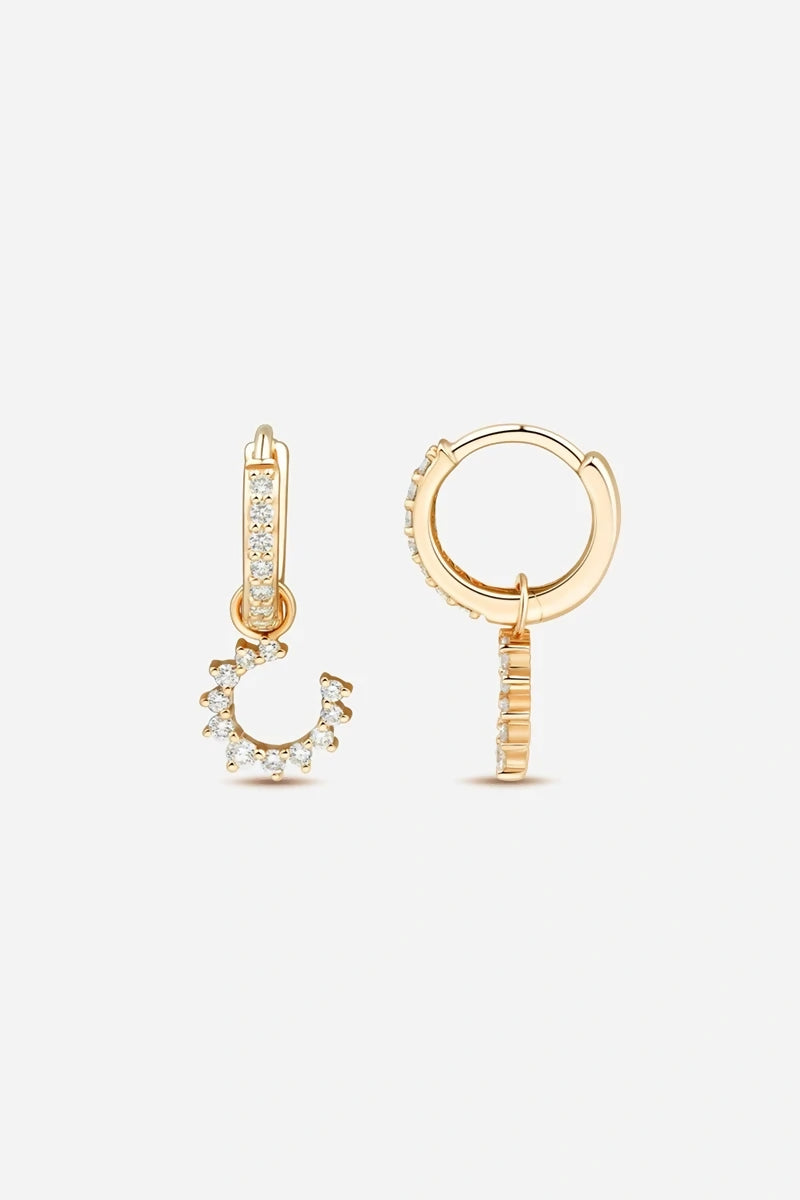 Confidence Hoop Earrings in 9K Gold with White Diamonds - Yellow Gold