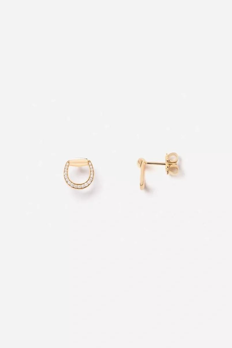 Connection Earrings in 18K Gold with White Diamonds - Yellow Gold