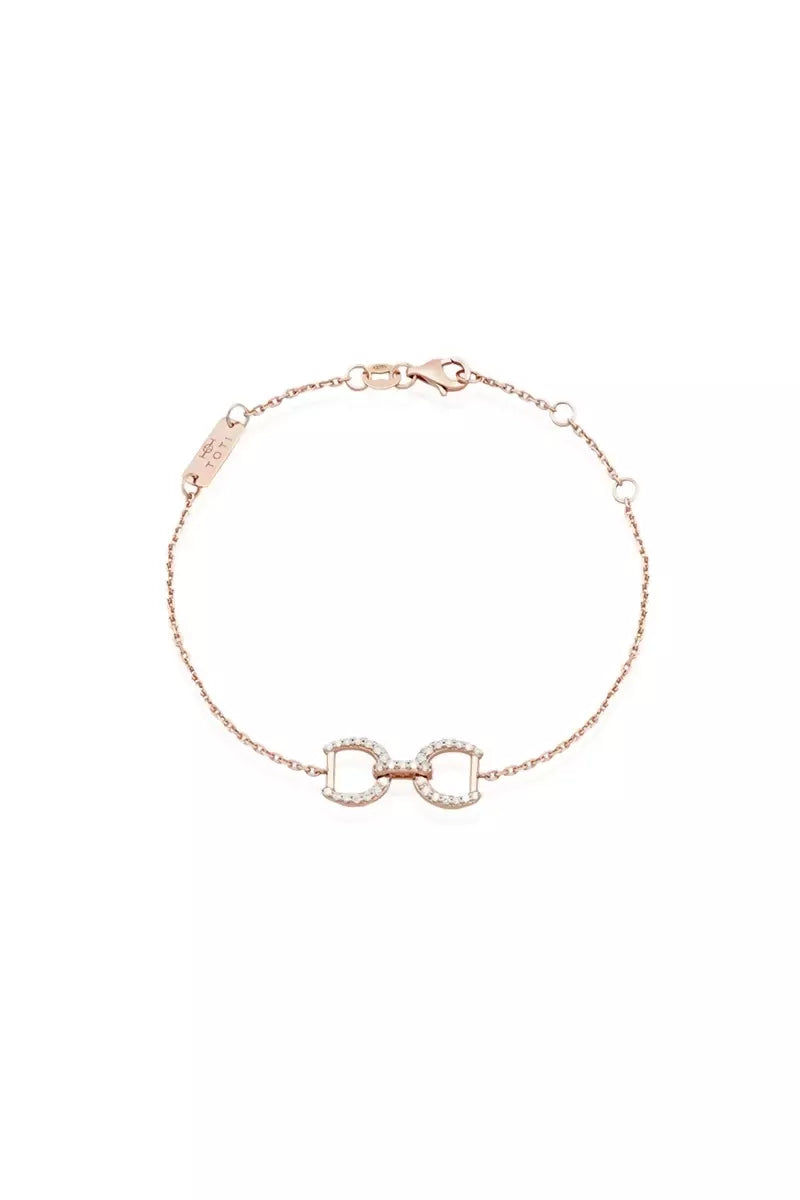 Connection Bracelet in 9K Gold with White Diamonds - Pink Gold