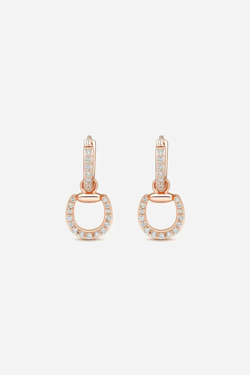 Connection Hoop Earrings in 9K Gold with White Diamonds - Pink Gold