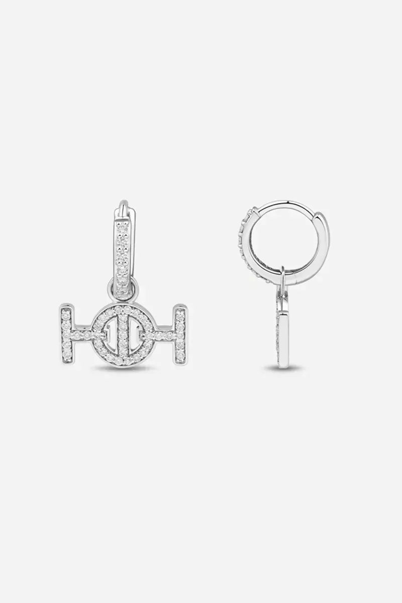 Challenge Hoop Earrings in 9K Gold with White Diamonds - White Gold