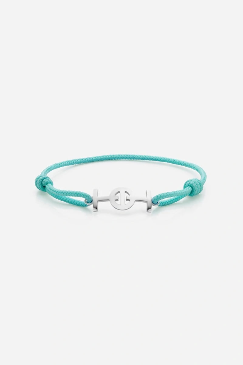 Challenge Cord Bracelet in Silver - Aqua Blue