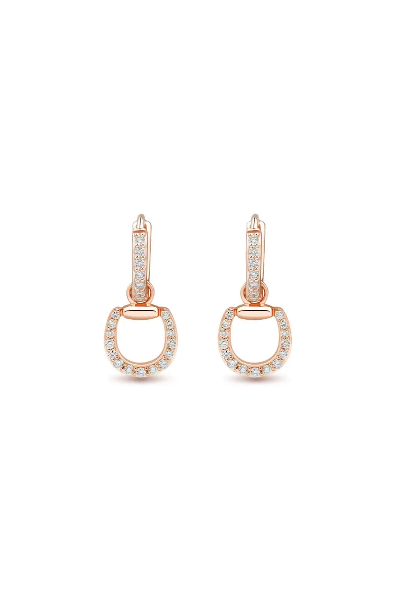 Connection Hoop Earrings in 9K Gold with White Diamonds - Pink Gold