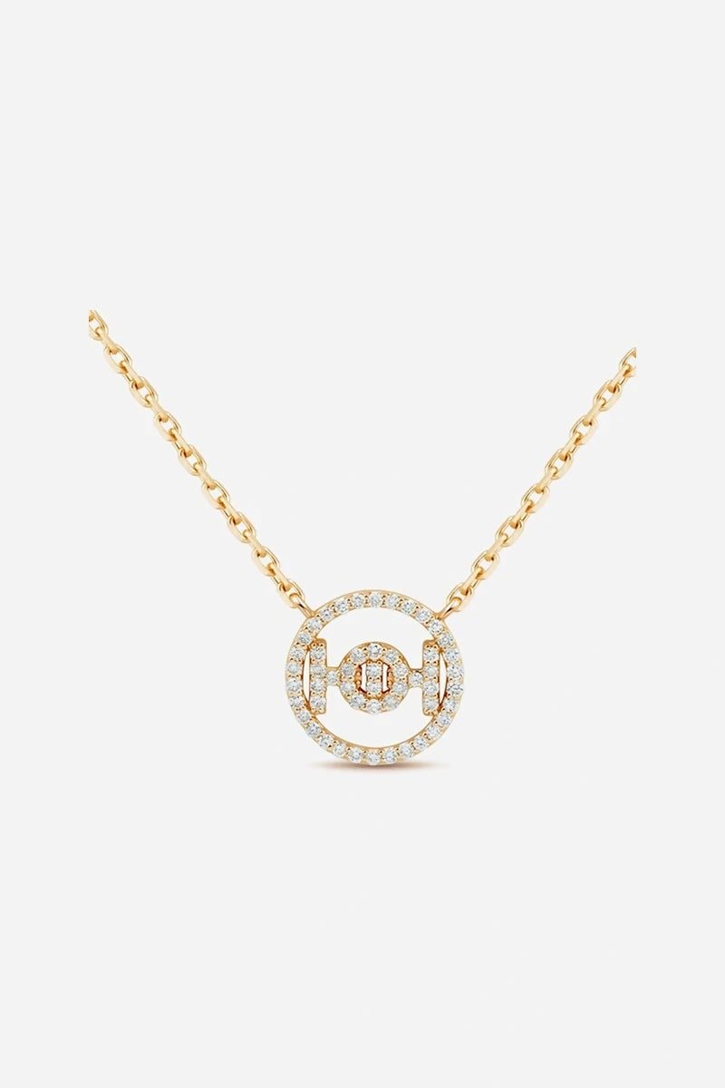 Challenge Necklace in 9K Gold with White Diamonds - Yellow Gold