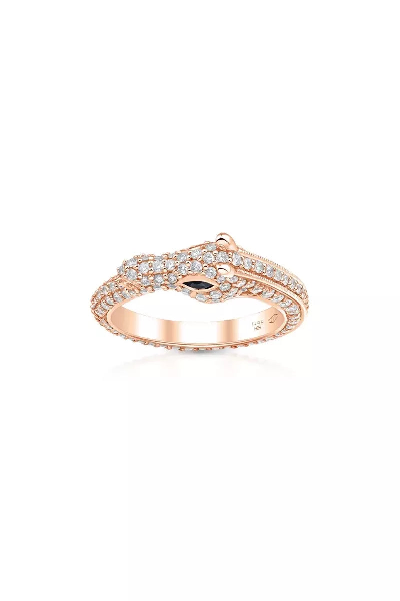 Celebration Horse Head Ring in 18K Gold with White Diamonds - Pink Gold