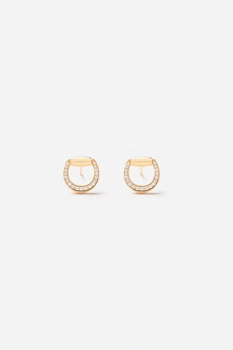 Connection Earrings in 18K Gold with White Diamonds - Yellow Gold