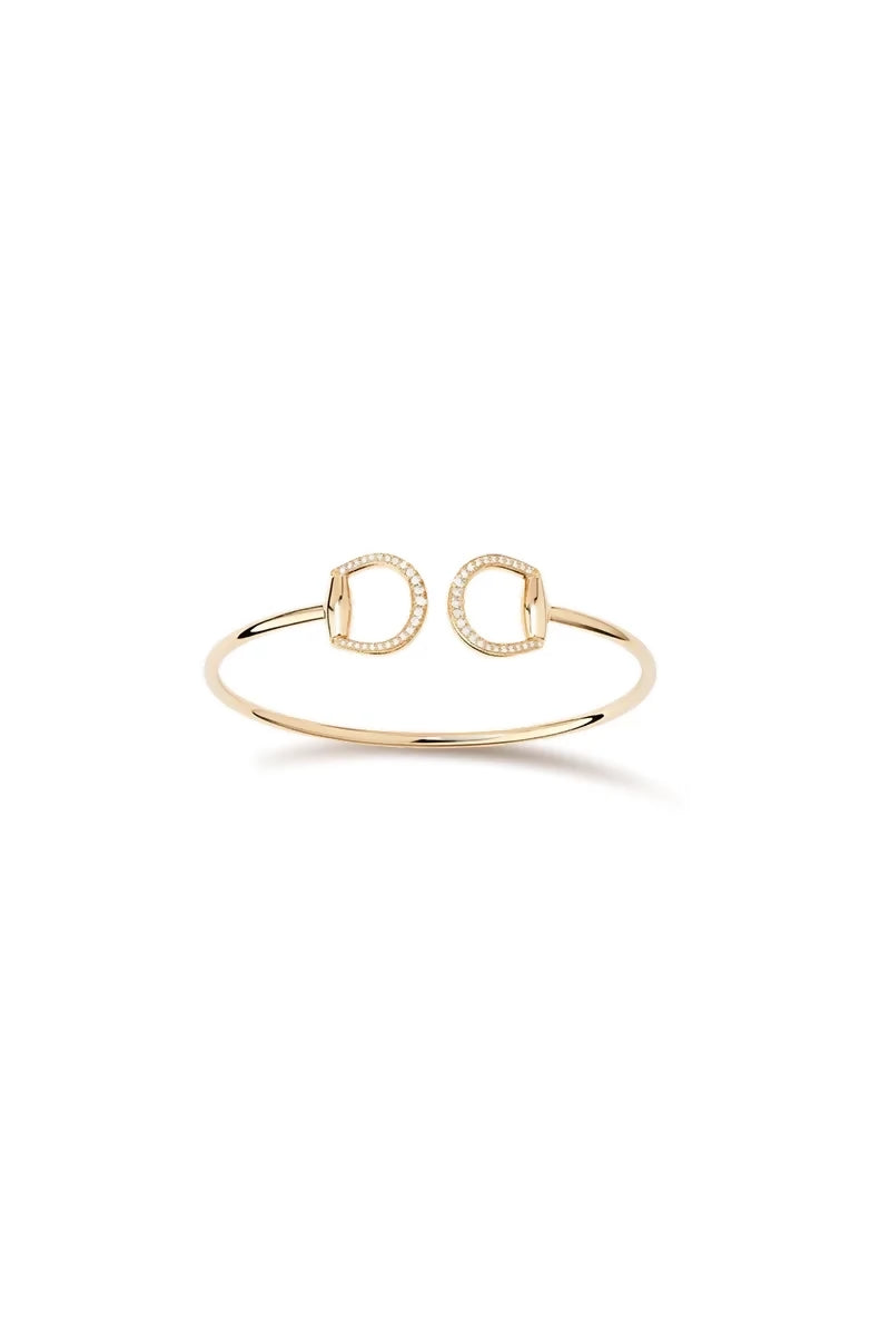 Connection Bangle in 18K Gold with White Diamonds - Yellow Gold
