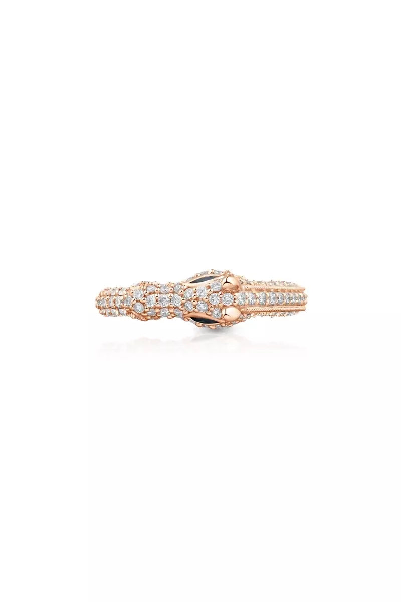 Celebration Horse Head Ring in 18K Gold with White Diamonds - Pink Gold