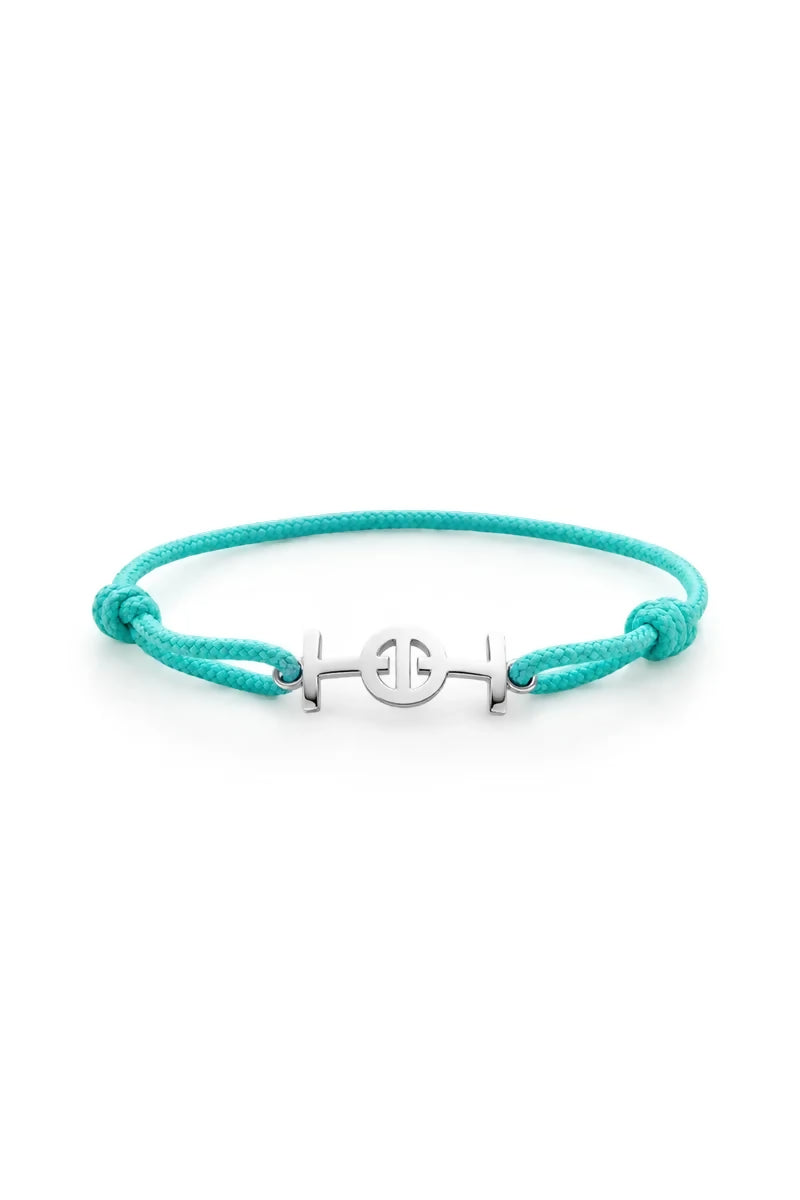 Challenge Cord Bracelet in Silver - Aqua Blue