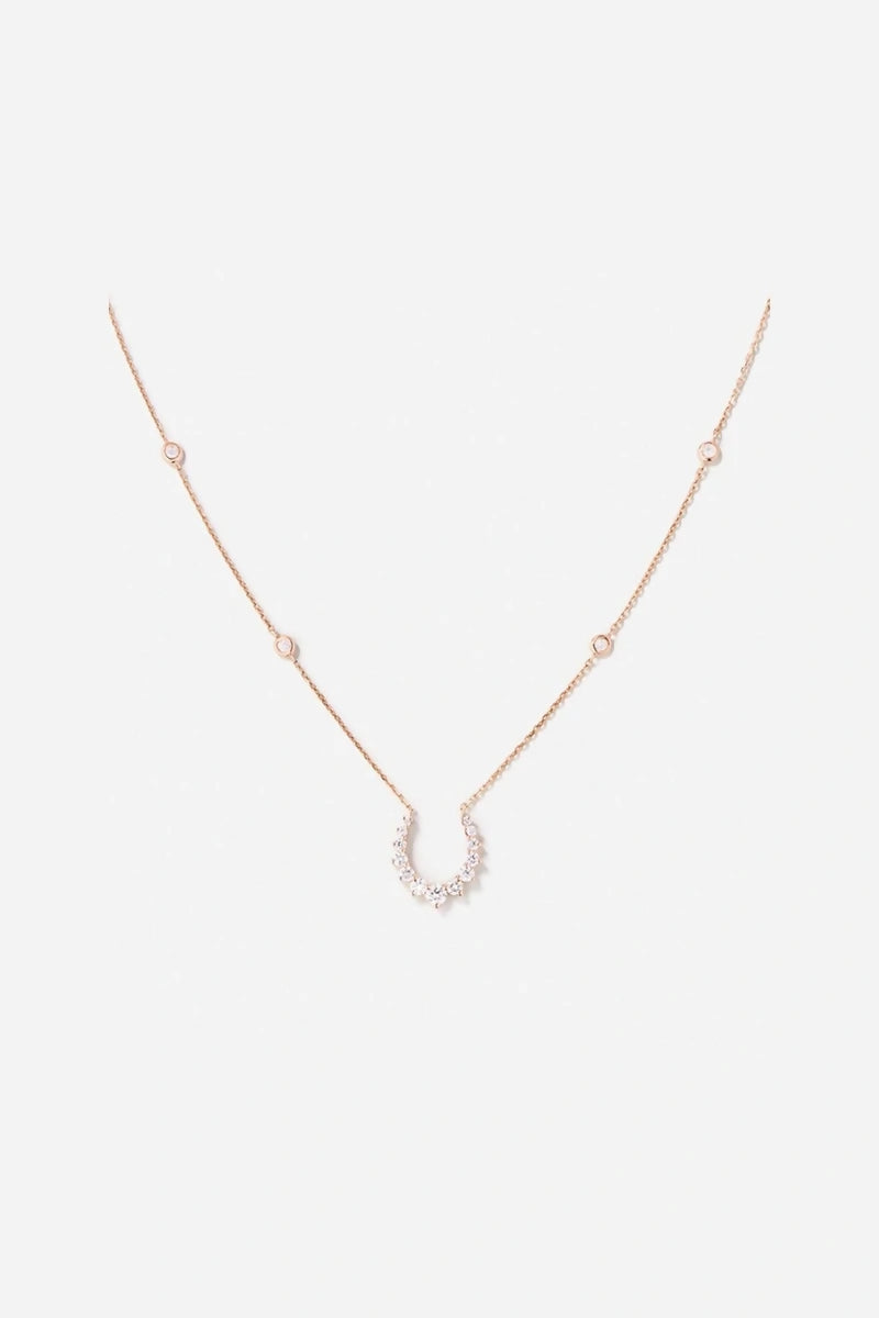 Double Confidence Necklace in 18K Gold with White Diamonds - Pink Gold