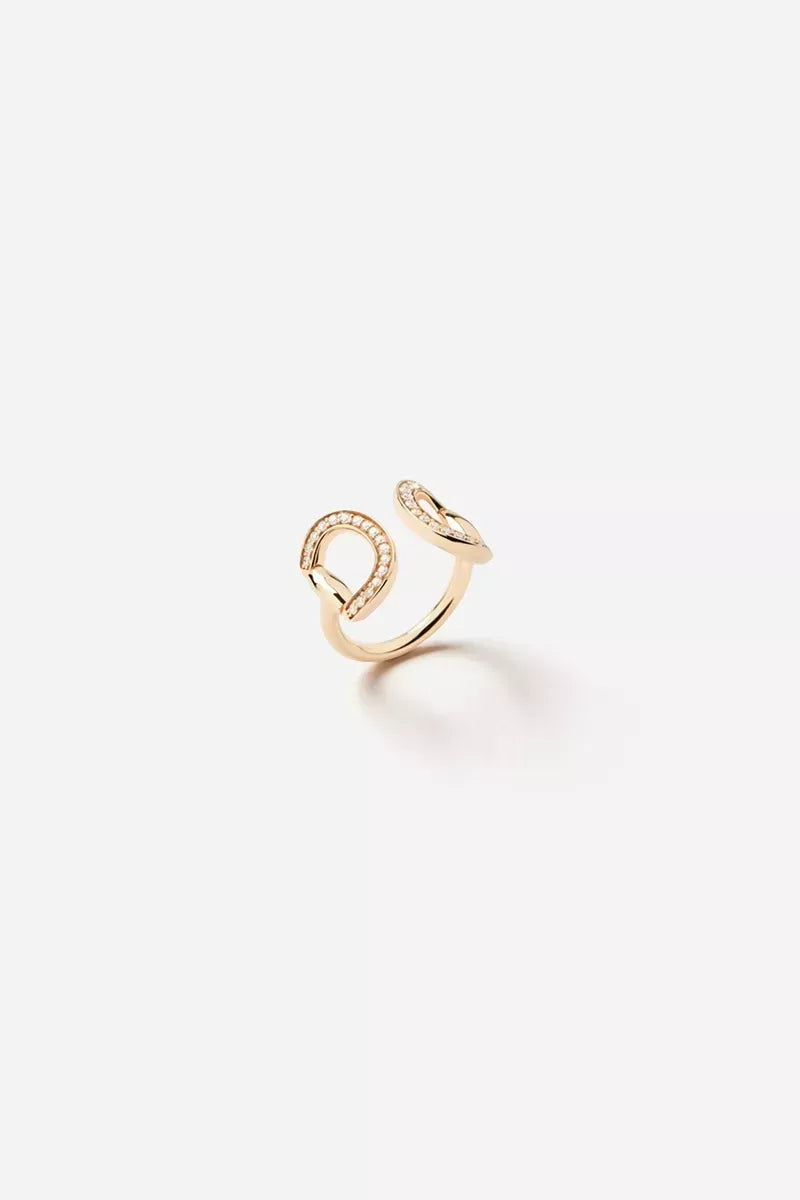 Connection Ring in 18K Gold with White Diamonds - Yellow Gold