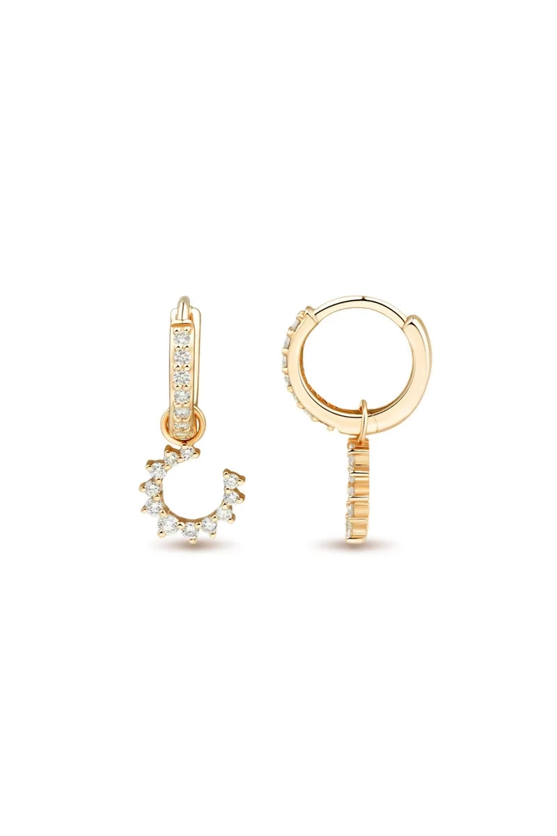 Confidence Hoop Earrings in 9K Gold with White Diamonds - Yellow Gold