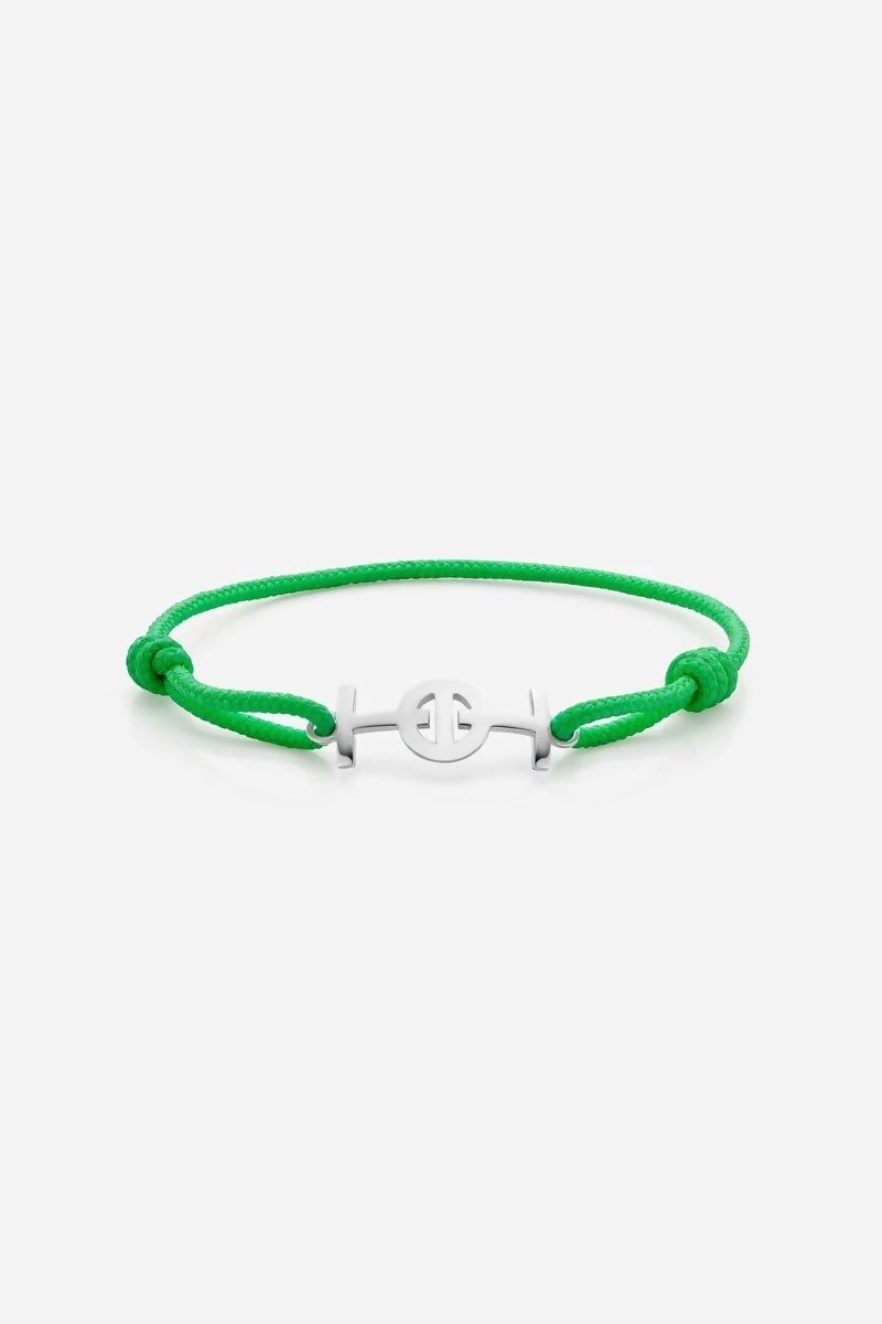 Challenge Cord Bracelet in Silver - Green