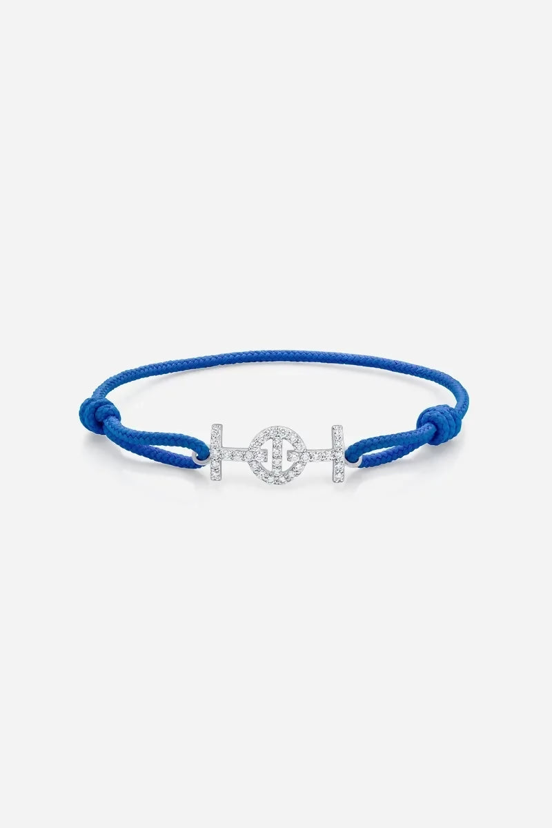 Challenge Cord Bracelet in 9K White Gold with White Diamonds - Electric Blue