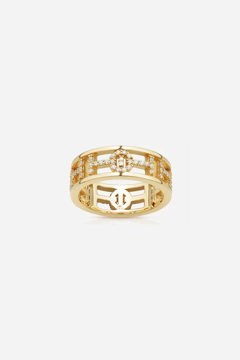 Challenge Ring in 18K Gold with White Diamonds - Yellow Gold