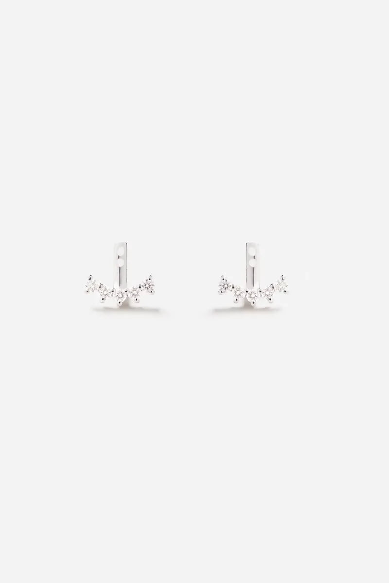 Cuddle Ear Jackets in 18K Gold with White Diamonds - White Gold