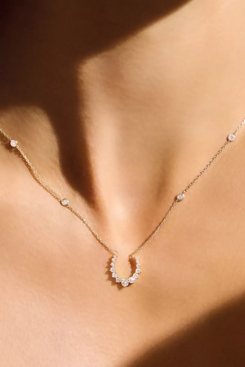 Double Confidence Necklace in 18K Gold with White Diamonds - White Gold