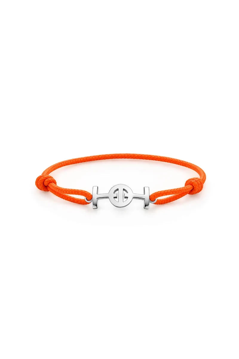 Challenge Cord Bracelet in Silver - Orange