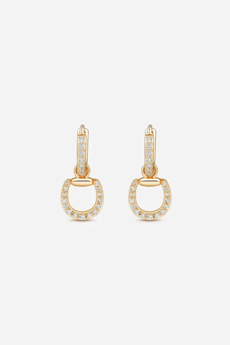 Connection Hoop Earrings in 9K Gold with White Diamonds - Yellow Gold