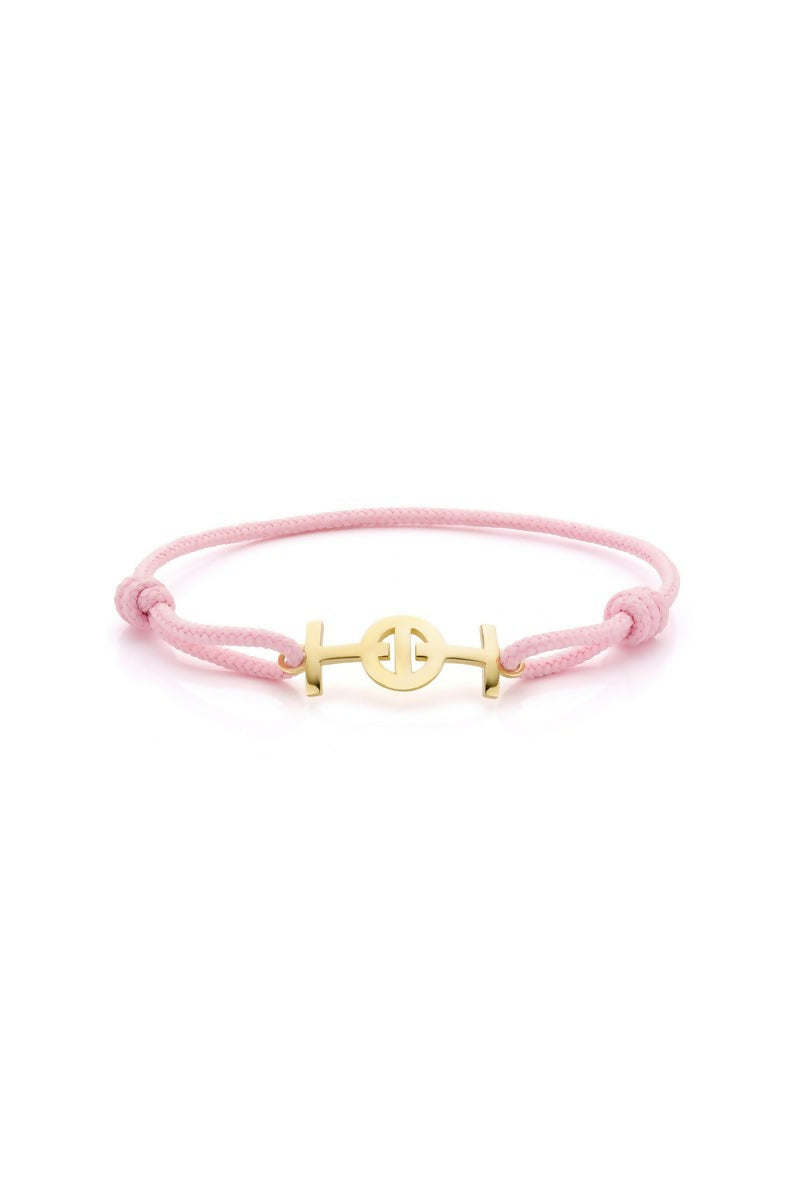 Challenge Cord Bracelet in 9K Yellow Gold - Pink