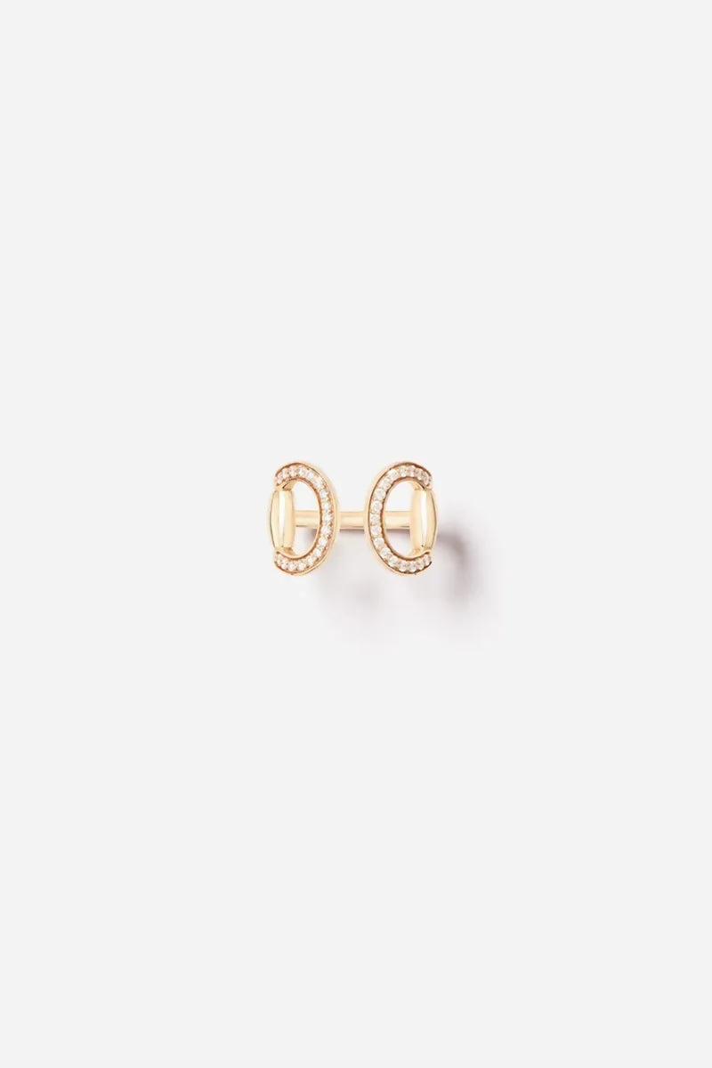 Connection Ring in 18K Gold with White Diamonds - Yellow Gold