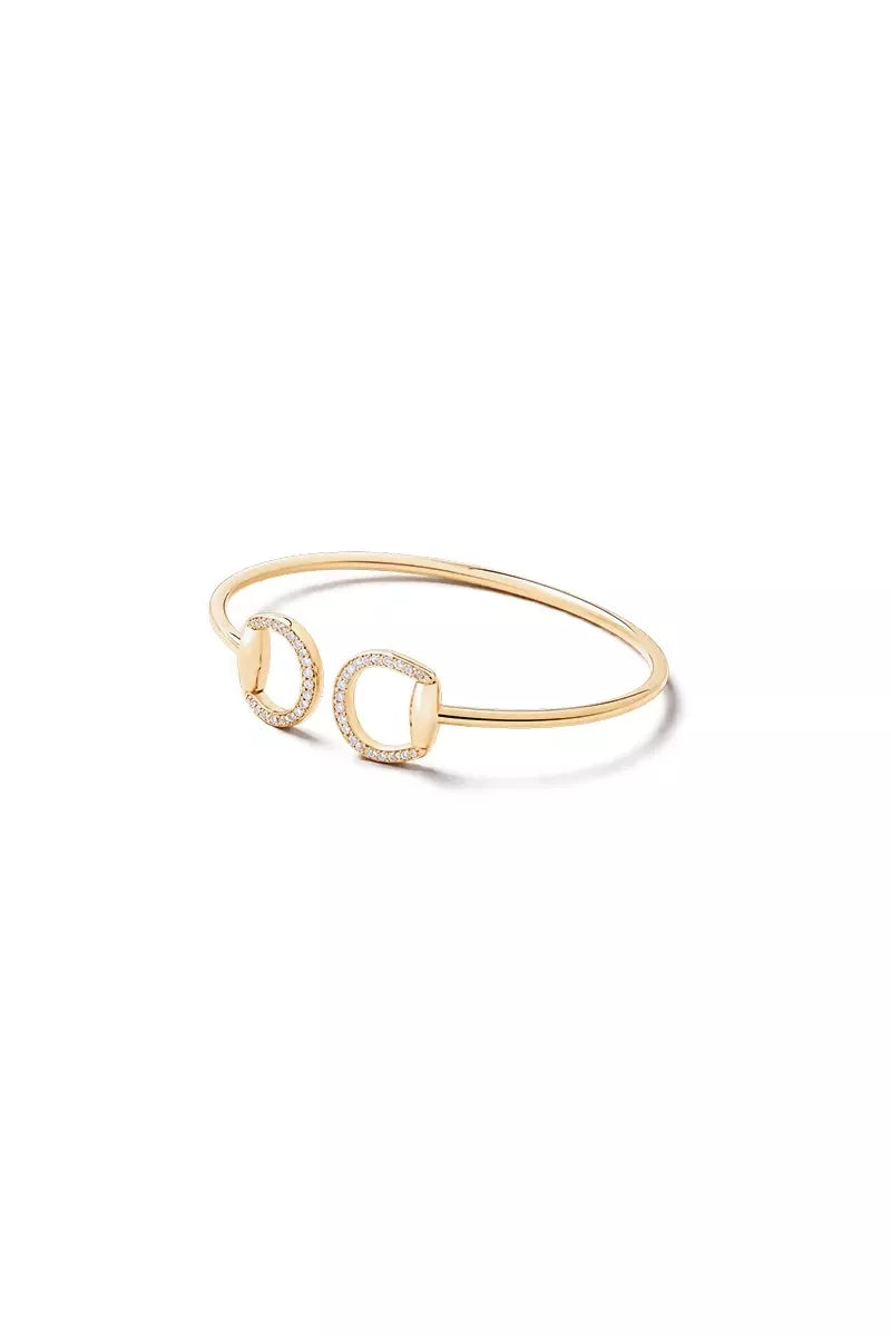 Connection Bangle in 18K Gold with White Diamonds - Yellow Gold