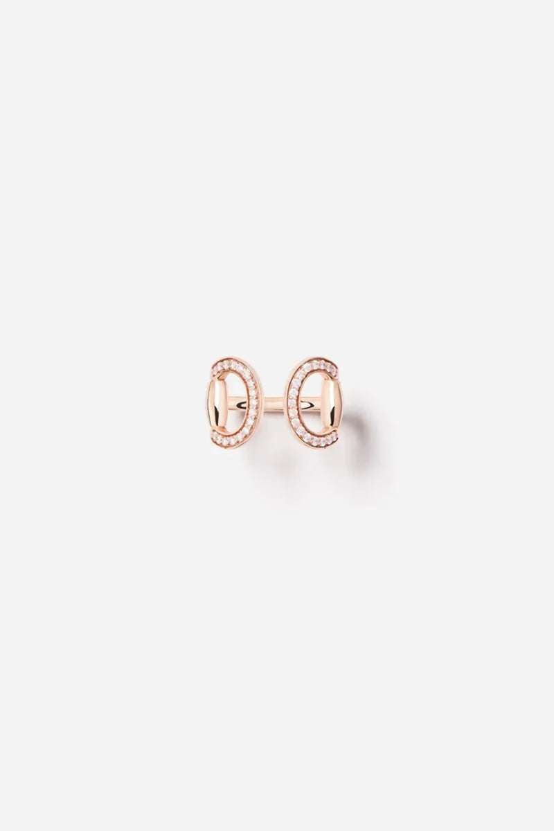 Connection Ring in 18K Gold with White Diamonds - Pink Gold