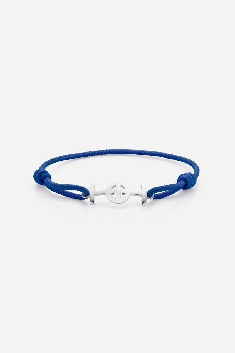 Challenge Cord Bracelet in Silver - Navy Blue