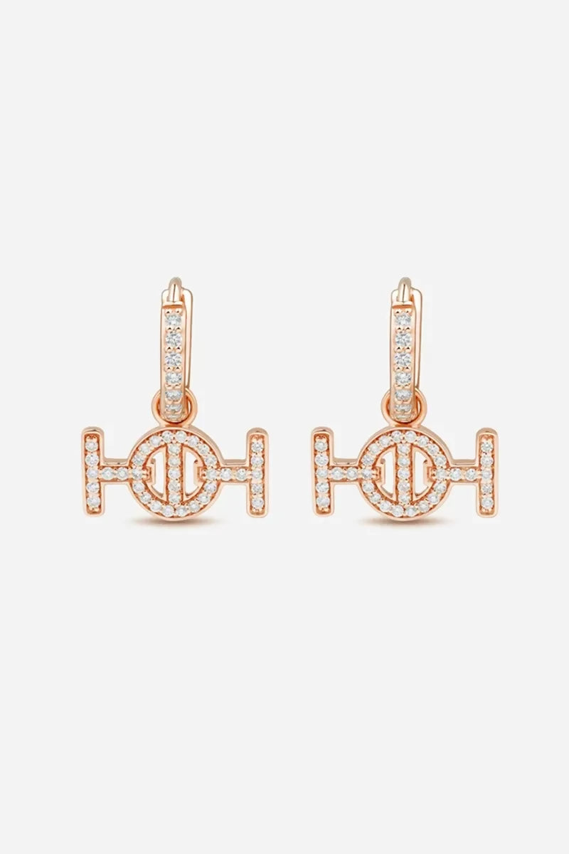 Challenge Hoop Earrings in 9K Gold with White Diamonds - Pink Gold