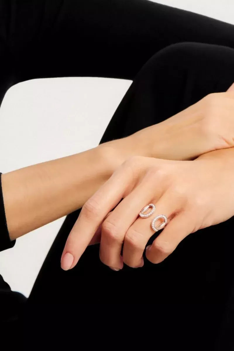 Connection Ring in 18K Gold with White Diamonds - White Gold