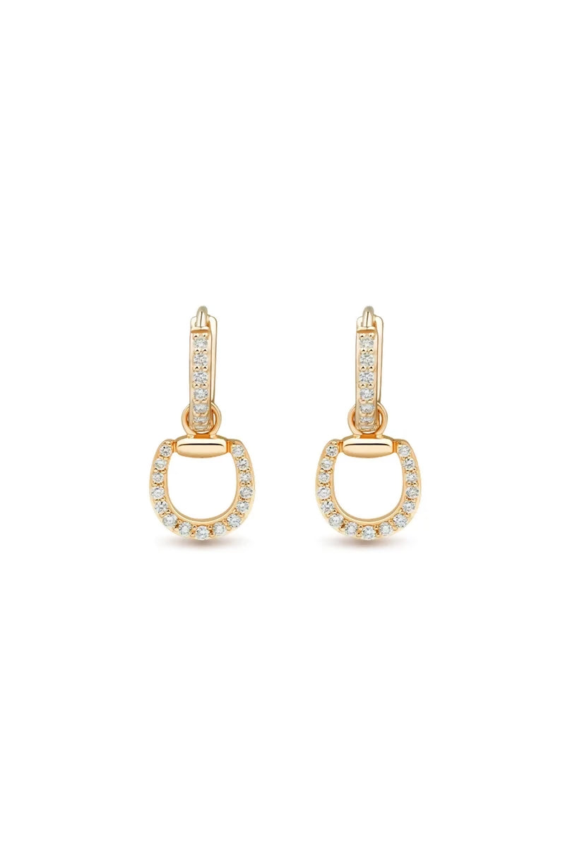 Connection Hoop Earrings in 9K Gold with White Diamonds - Yellow Gold