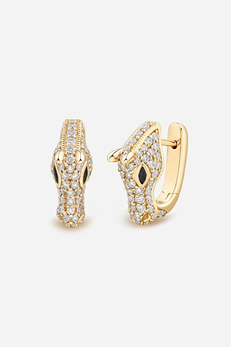 Celebration Horse Head Earrings in 18K Gold with White Diamonds - Yellow Gold