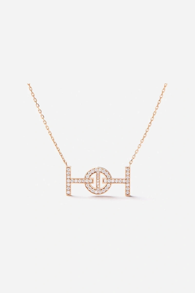 Challenge Necklace in 18K Gold with White Diamonds - Pink Gold