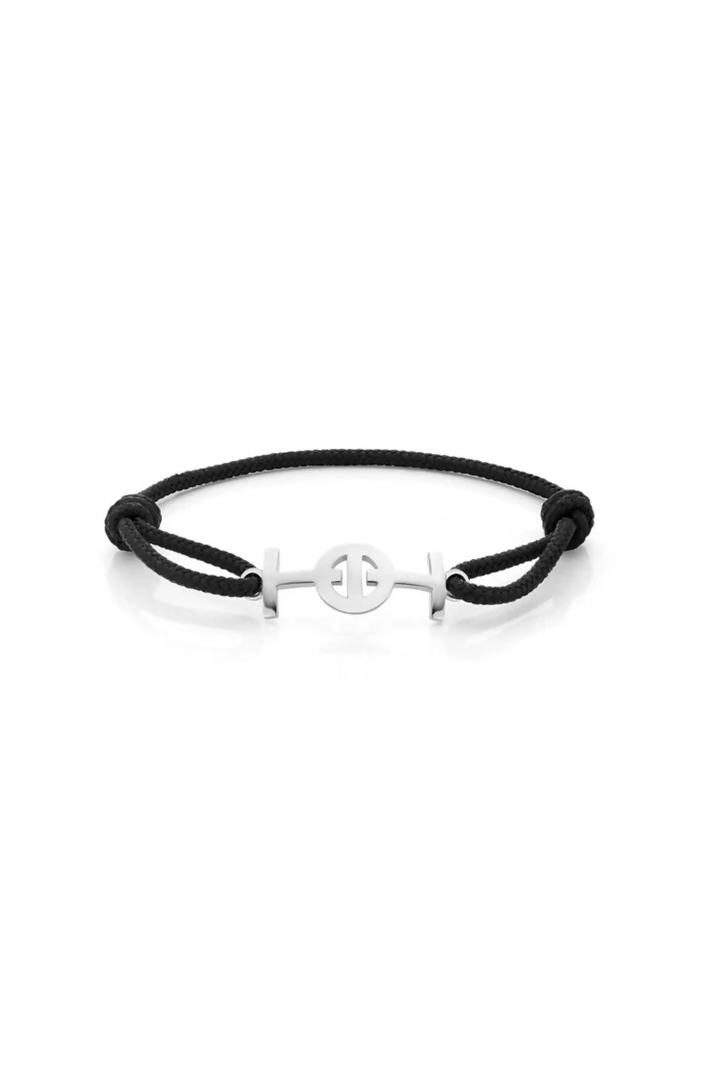 Challenge Cord Bracelet in Silver - Black