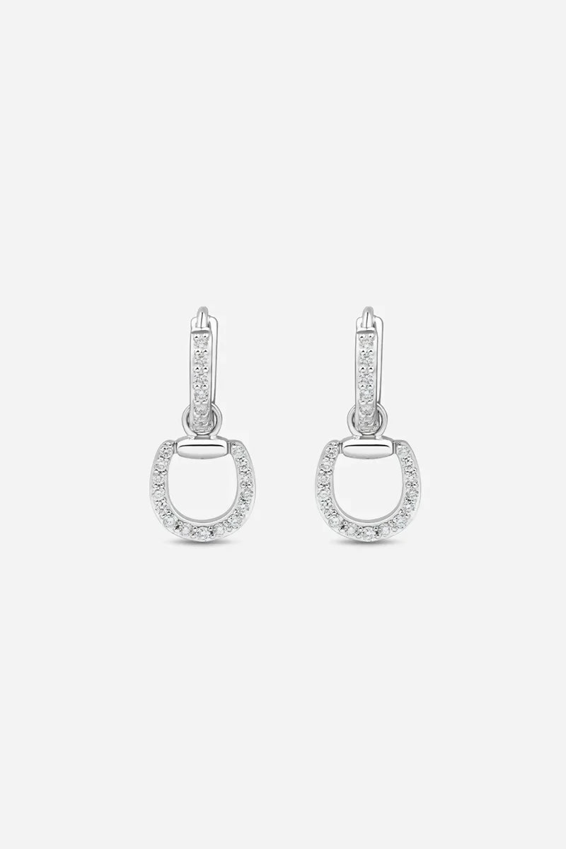 Connection Hoop Earrings in 9K Gold with White Diamonds - White Gold