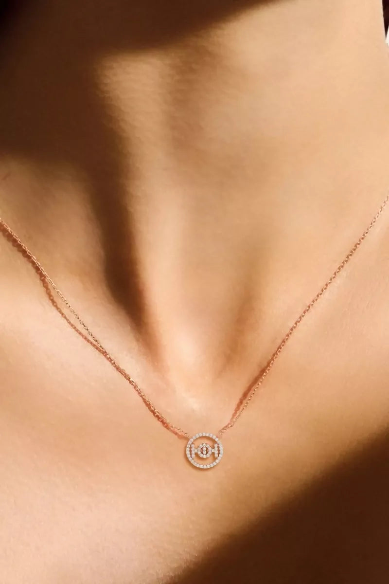 Challenge Necklace in 9K Gold with White Diamonds - Pink Gold