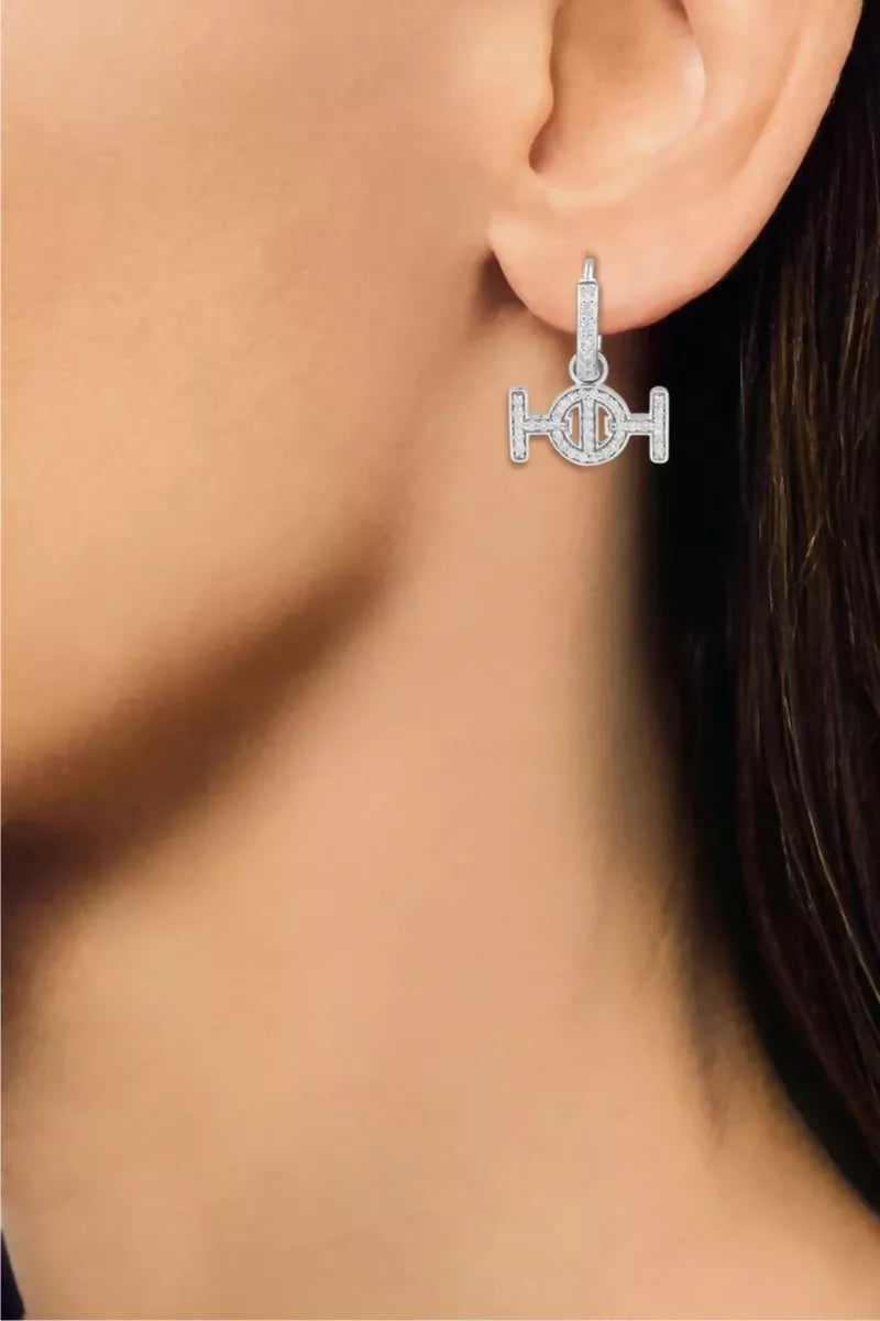 Challenge Hoop Earrings in 9K Gold with White Diamonds - White Gold